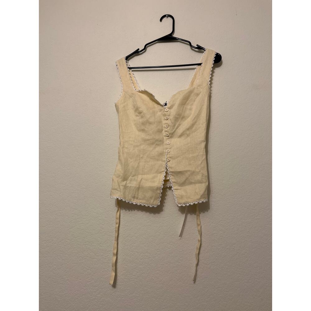 SZ 4 Reformation Viola Linen Top Sugar NWT - Picture 5 of 6